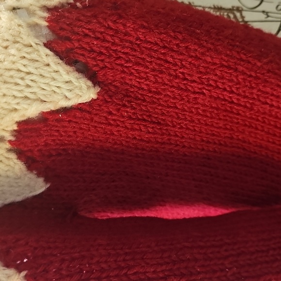 Vintage Red and Cream Button-Up Chevron Patterned Sweater - Picture 2 of 11